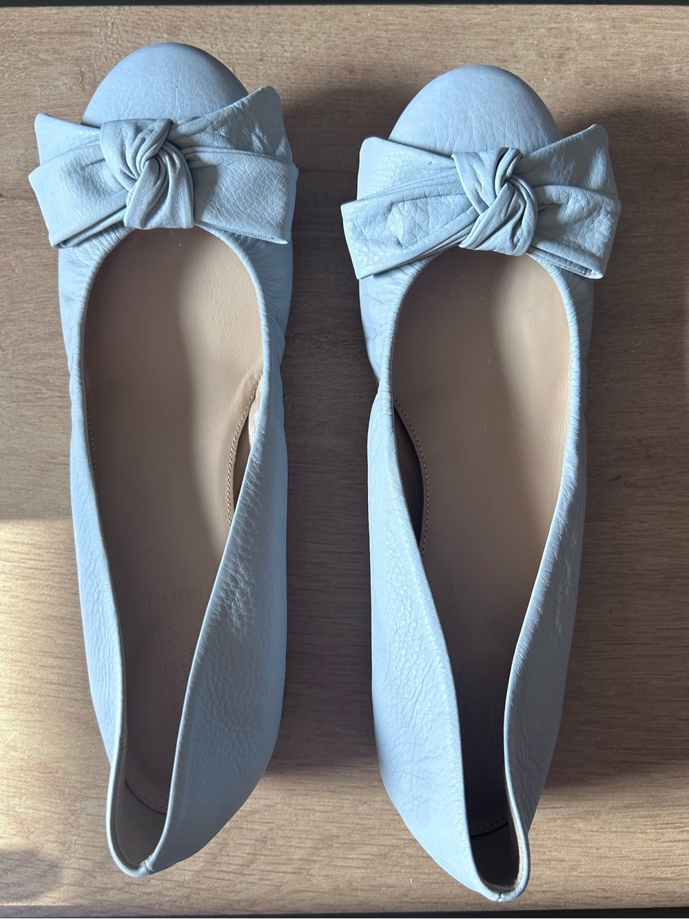 J.Crew Etta Light Blue Knotted Bow Ballet Flats NWOB